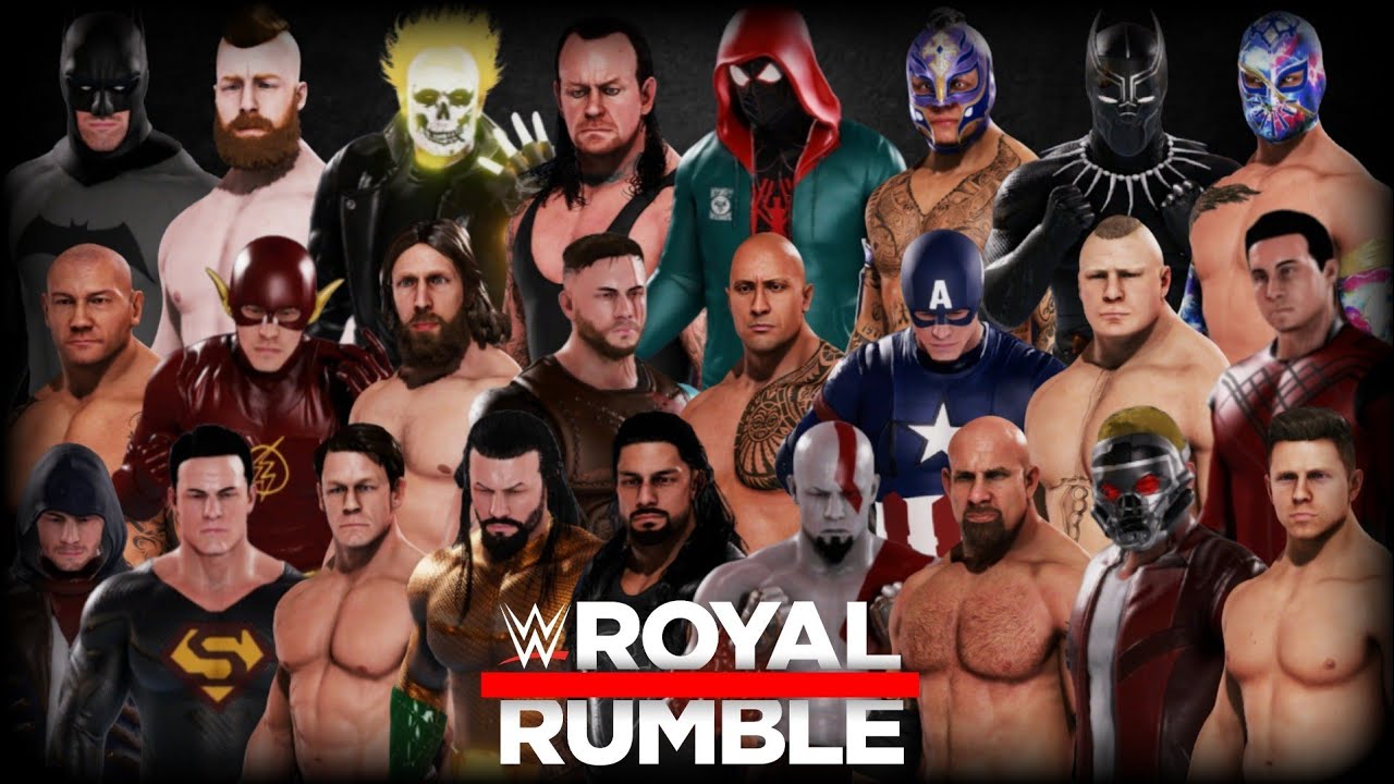 30 MAN SUPERSTARS VS SUPERHEROES ROYAL RUMBLE / WWE 2K20 1080p FULL HD