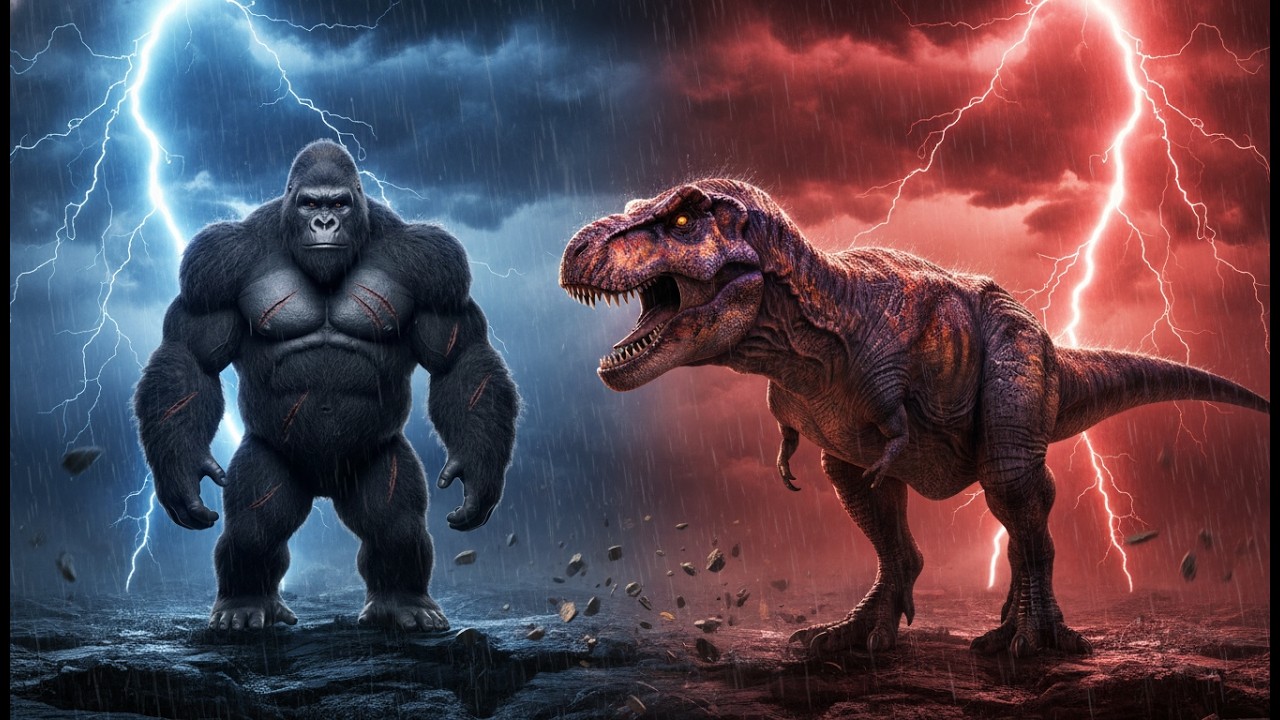 kong and beauty a cinematic prehistoric bond in 8k