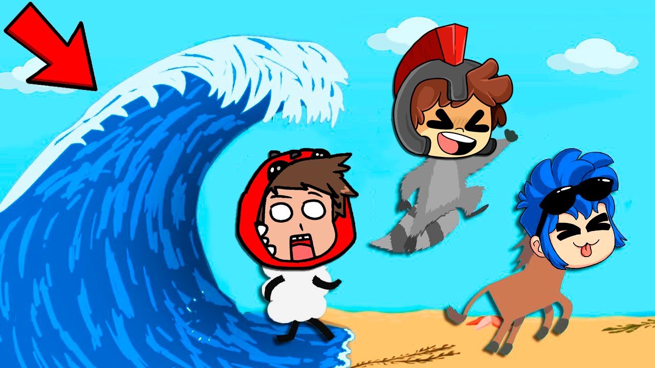 RETO DE ANIMALES TRAMPOSOS VS TSUNAMI 😱🌊 LOS COMPAS ULTIMATE CHICKEN HORSE
