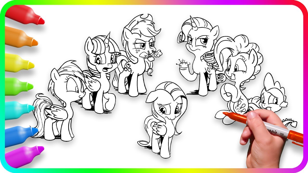 Coloring Pages MY LITTLE PONY - Fluttershy in trouble. How to color My Little Pony. Drawing Tutorial