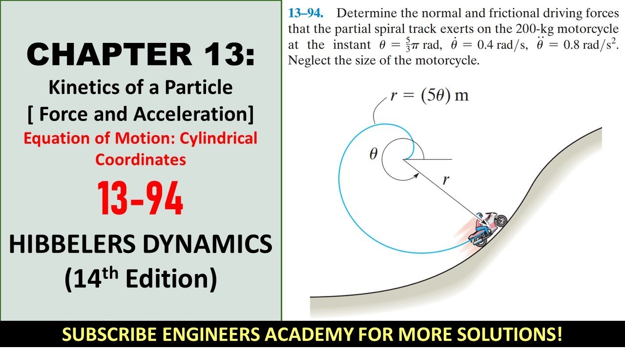13-94 | Kinetics of a Particle | Chapter 13: Cylindrical Coordinates |  Engineers Academy