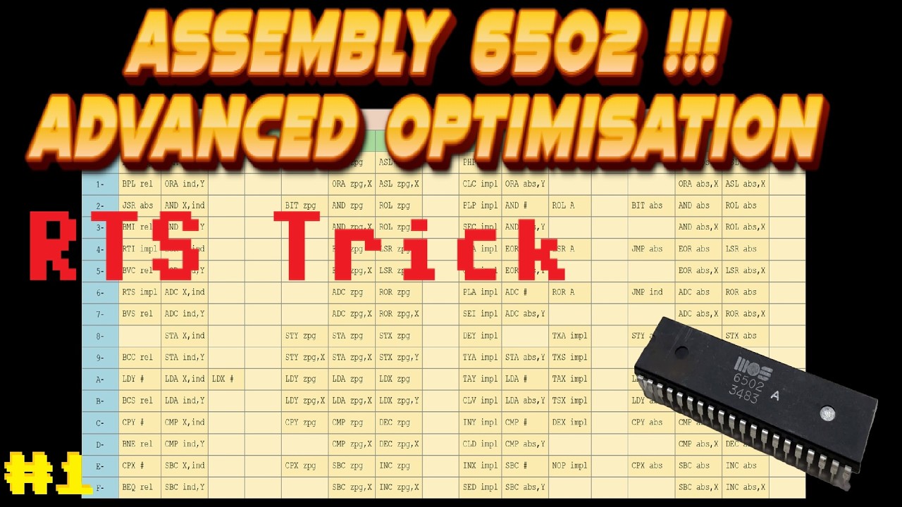 ⚡Assembly 6502 Advanced Optimisation #1 : RTS Trick⚠️ !!!