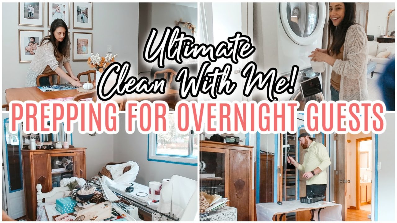 Ultimate Clean With Me 2020! Prepping For Overnight Guests! Small Bedroom Makeover | Justine Marie
