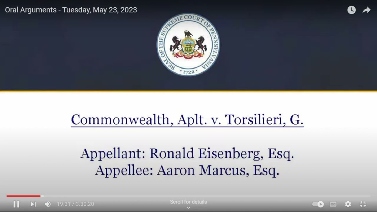 Pennsylvania vs. Toslieri Oral Arguments - MUST LISTEN