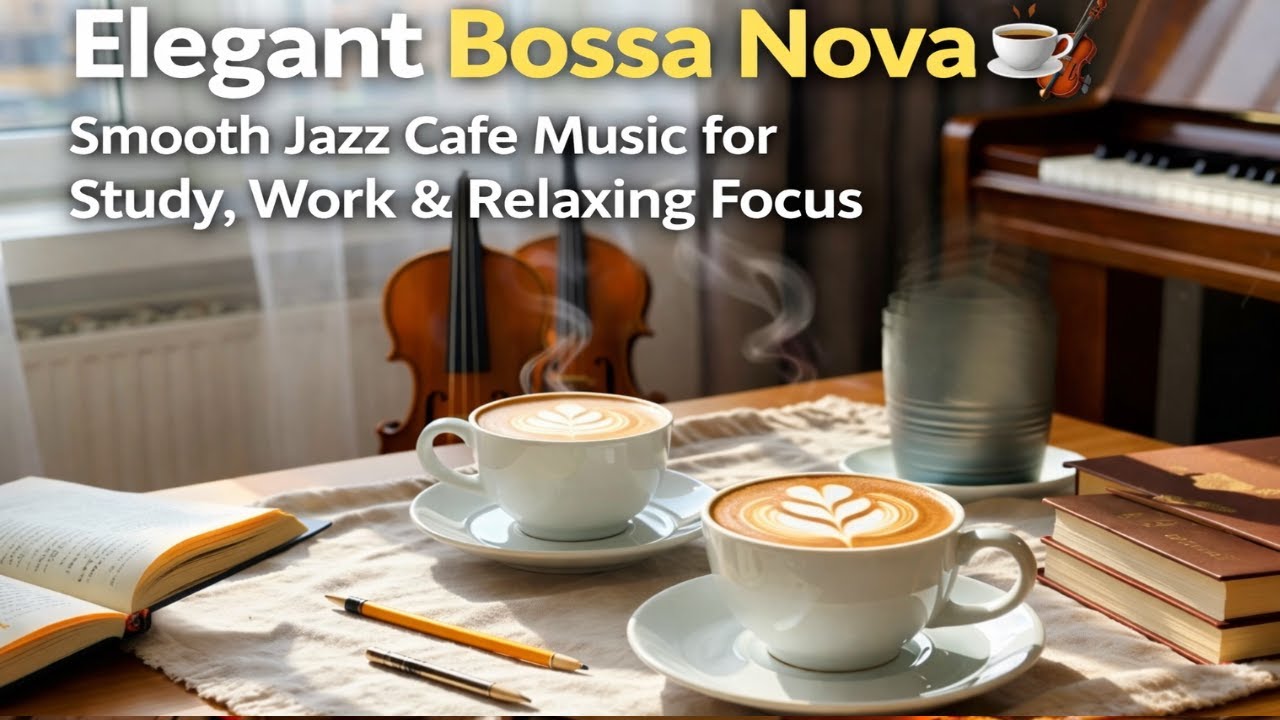 Elegant Bossa Nova Piano ☕🎻 Smooth Jazz Cafe Music for Study, Work & Relaxing Focus