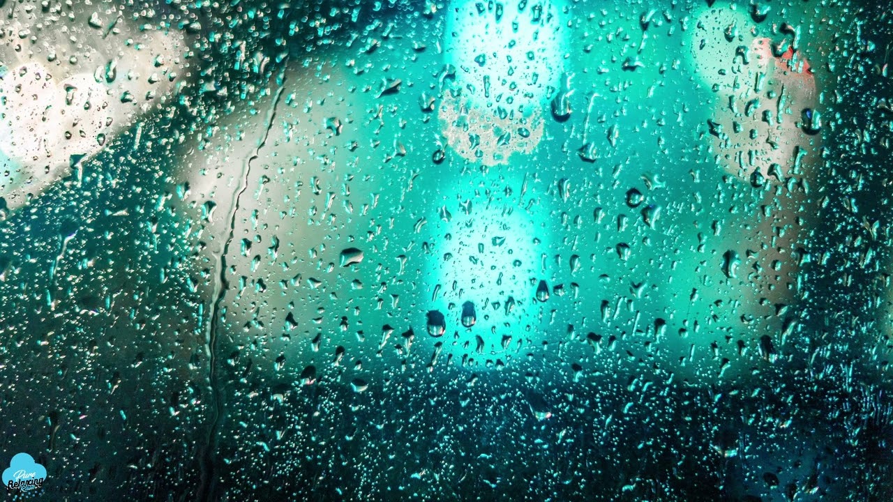 Rain Water Running Down the Glass Surface Close Up Meditative Mood | Raindrops on Glass