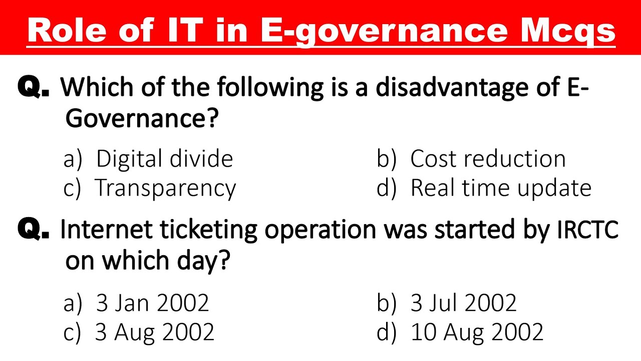 Role of Information Technology in Governance | Important MCQs