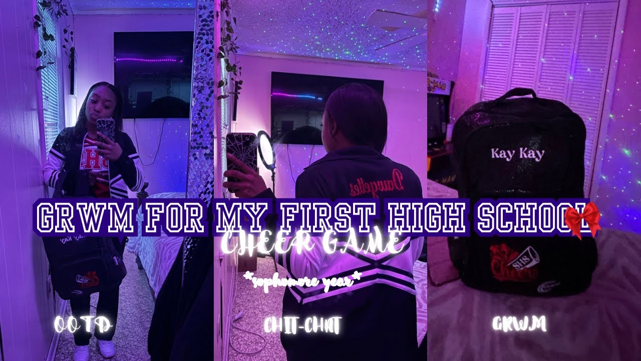GRWM FOR MY FIRST HIGH SCHOOL CHEER GAME🎀!|sophomore,game day,grwm,chitchat,basketball edition||