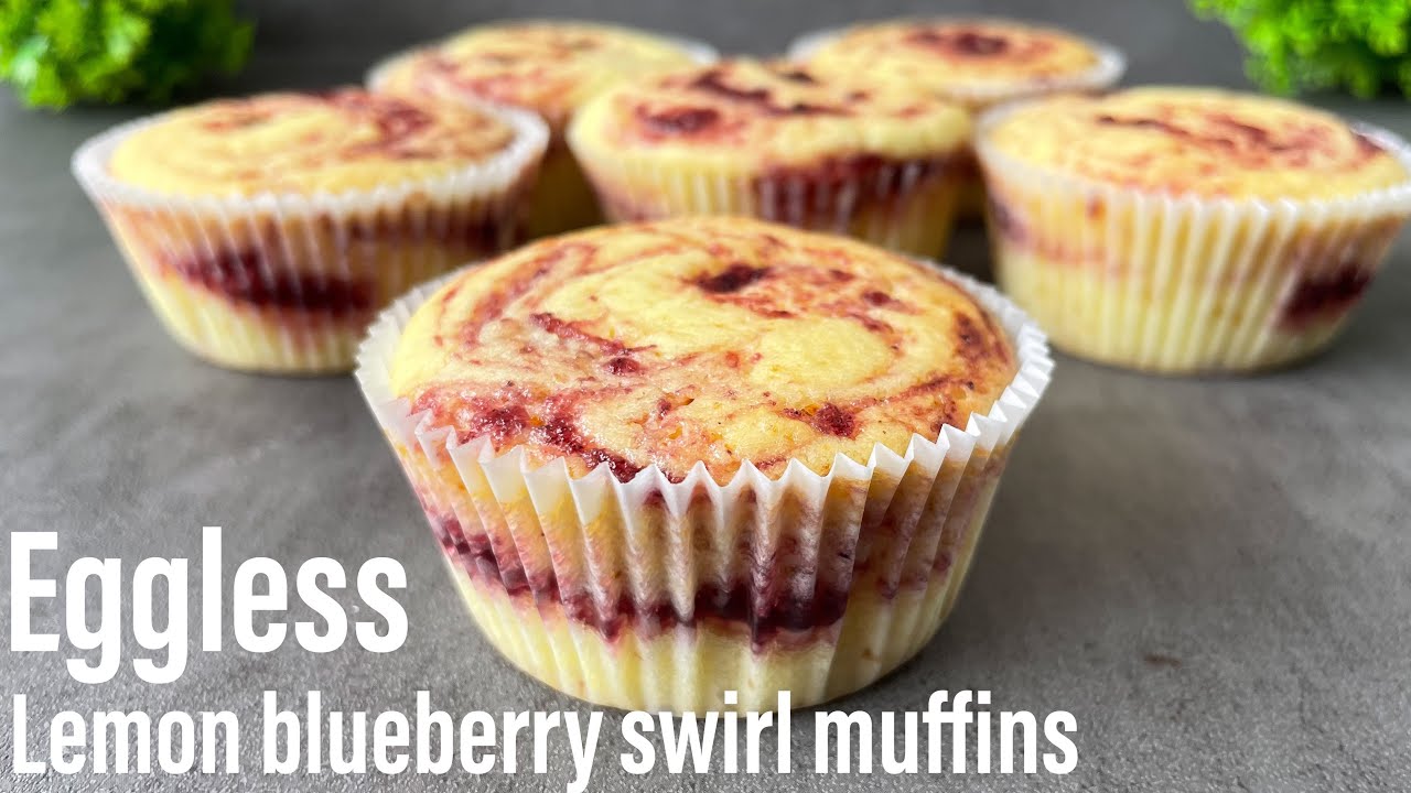 Eggless Lemon Blueberry Swirl Muffins | Lemon blueberry muffins | Blueberry muffins | Best Bites