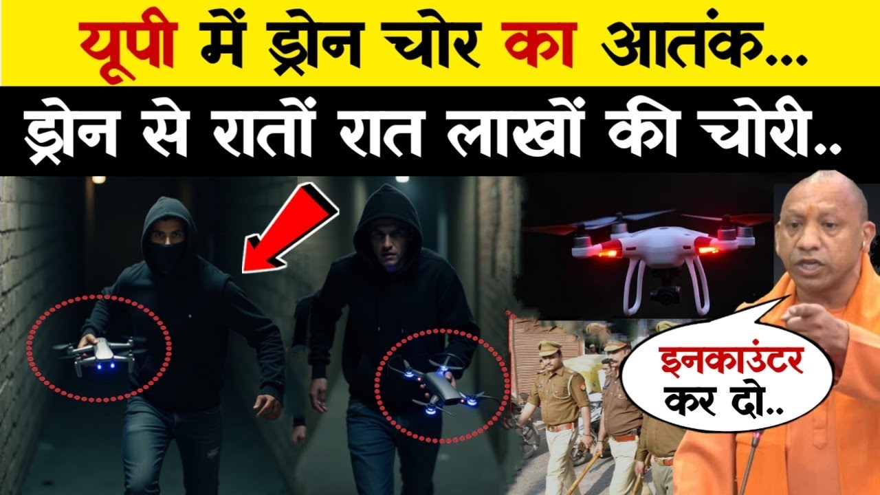 UP में ड्रोन चोर का खौफ, पलभर में लाखों का सामान गायब 😯 | Up drone chor news viral video #dronchor