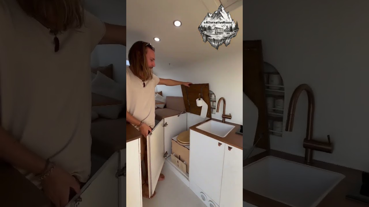 DIY van with hidden shower and toilet