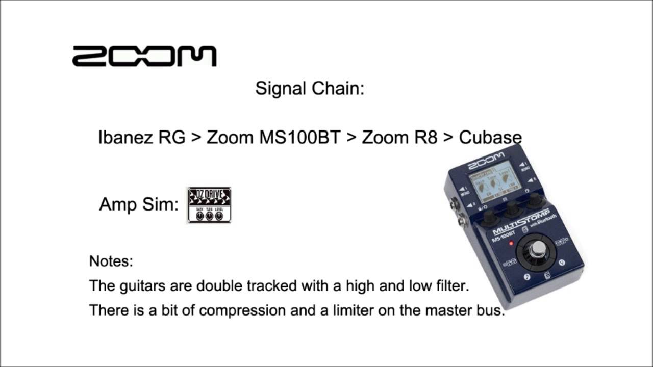 Zoom MS-100BT High Gain / Metal Amp Test - Direct Recording
