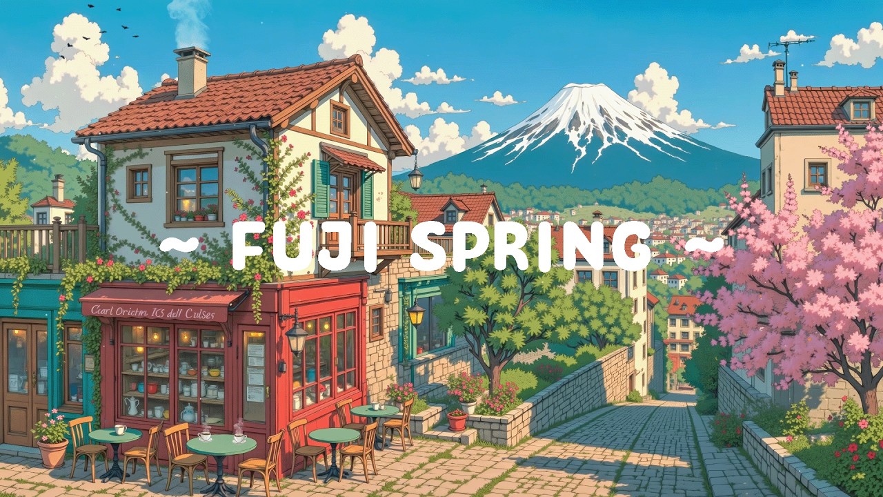 Fuji in Spring 🗻 Morning Japanese Vibe with Cozy Lofi Hip Hop ⛅ Deep Focus to Relax · Work · Cafe