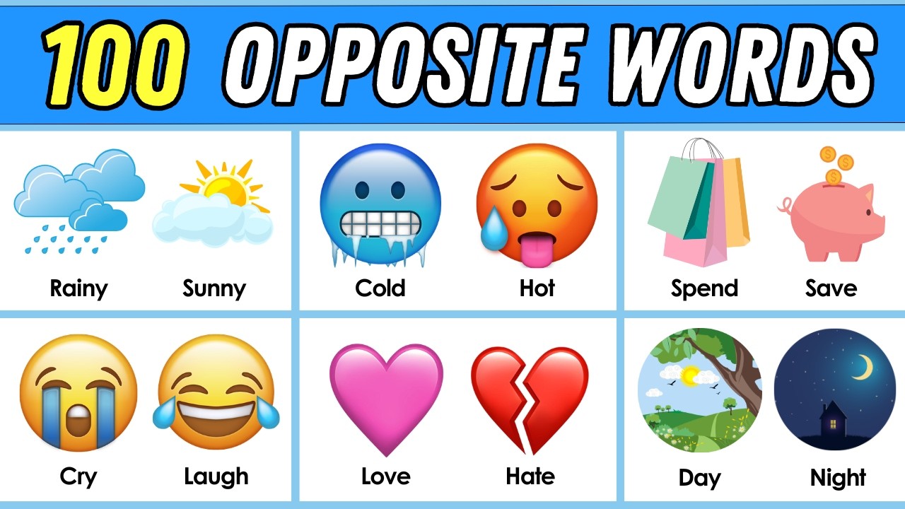100 Opposite Words Quiz | Can You Guess Them All? | Antonyms in English 🤔💡