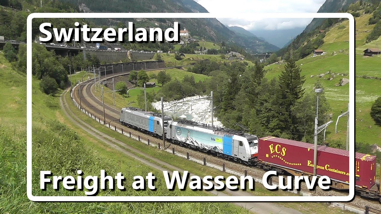 Trains in the Wassen Curve in Gotthard // Swiss Train Compilation