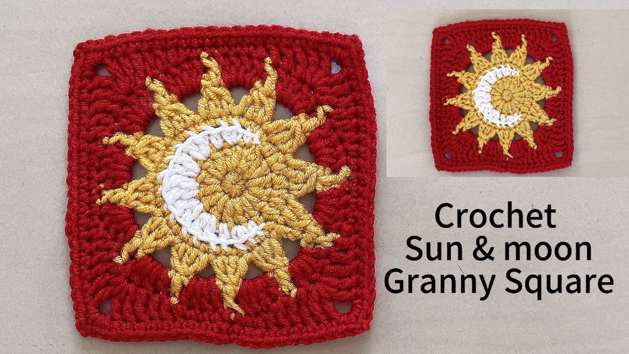 Sun ☀️ & moon 🌙 beautiful 🤩 crochet 🧶 granny square….