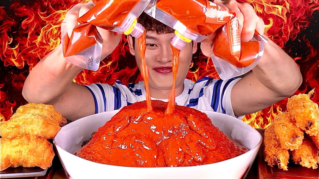 ASMR 기절초풍 불지옥 비빔냉면🔥🔥🔥다신 안먹을게요…😅 먹방~!! Spicy X 100 Noodles With Fried Shrimp Dumplings MuKBang~!!