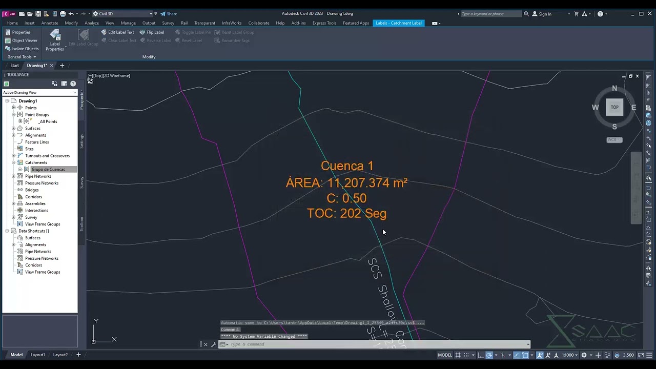 AutoCAD Civil 3D - Cuencas-microcuencas y gotas de agua