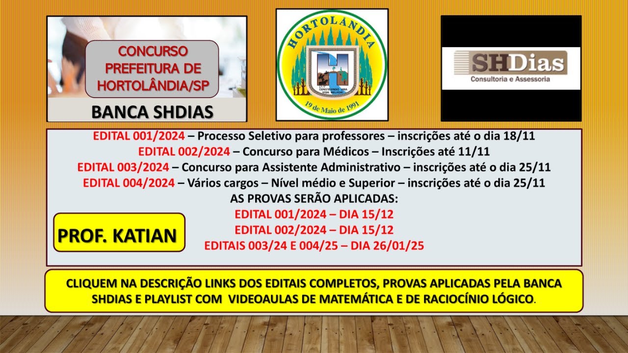 SHDias - Concurso para a Prefeitura Municipal de Hortolândia- Cargos de Nível Médio e Nível Superior