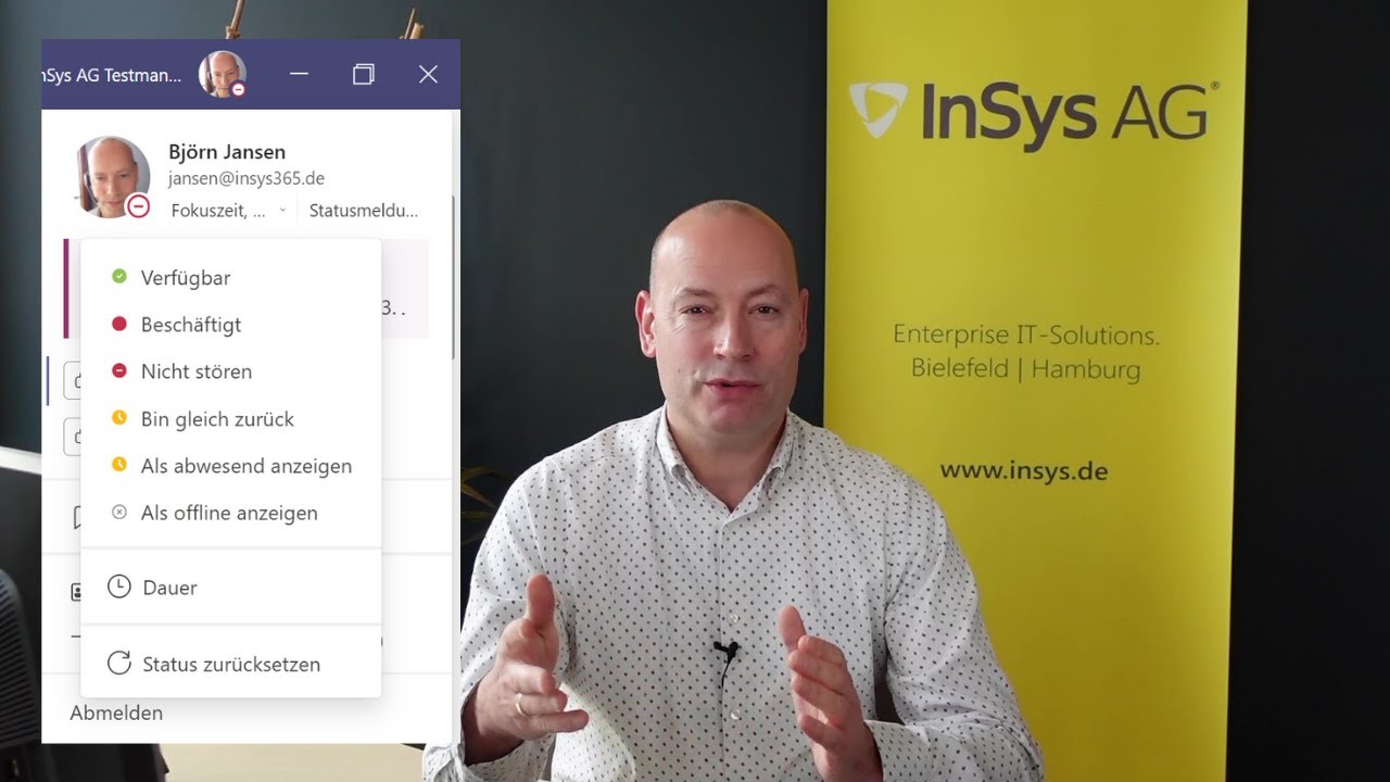 Teams-Tipp: Präsenzstatus - Manuelle Einstellung, Outlook Termine & Abwesenheitsassistent