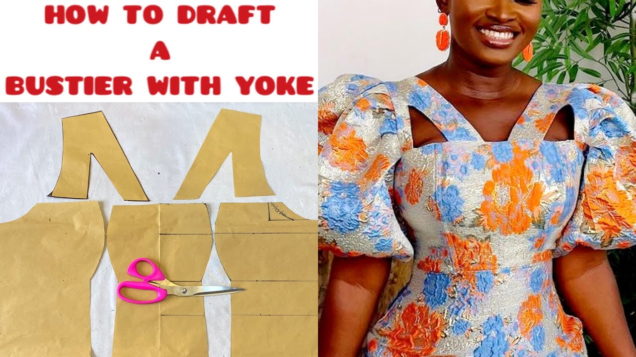 How to draft a BUSTIER With V Shaped KEYHOLE YOKE / Bustier with yoke / Bustier Blouse