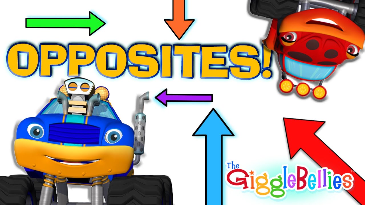 Opposites for Kids! | Up and Down, Left and Right!! | Monster Truck Learning Videos | GiggleBellies