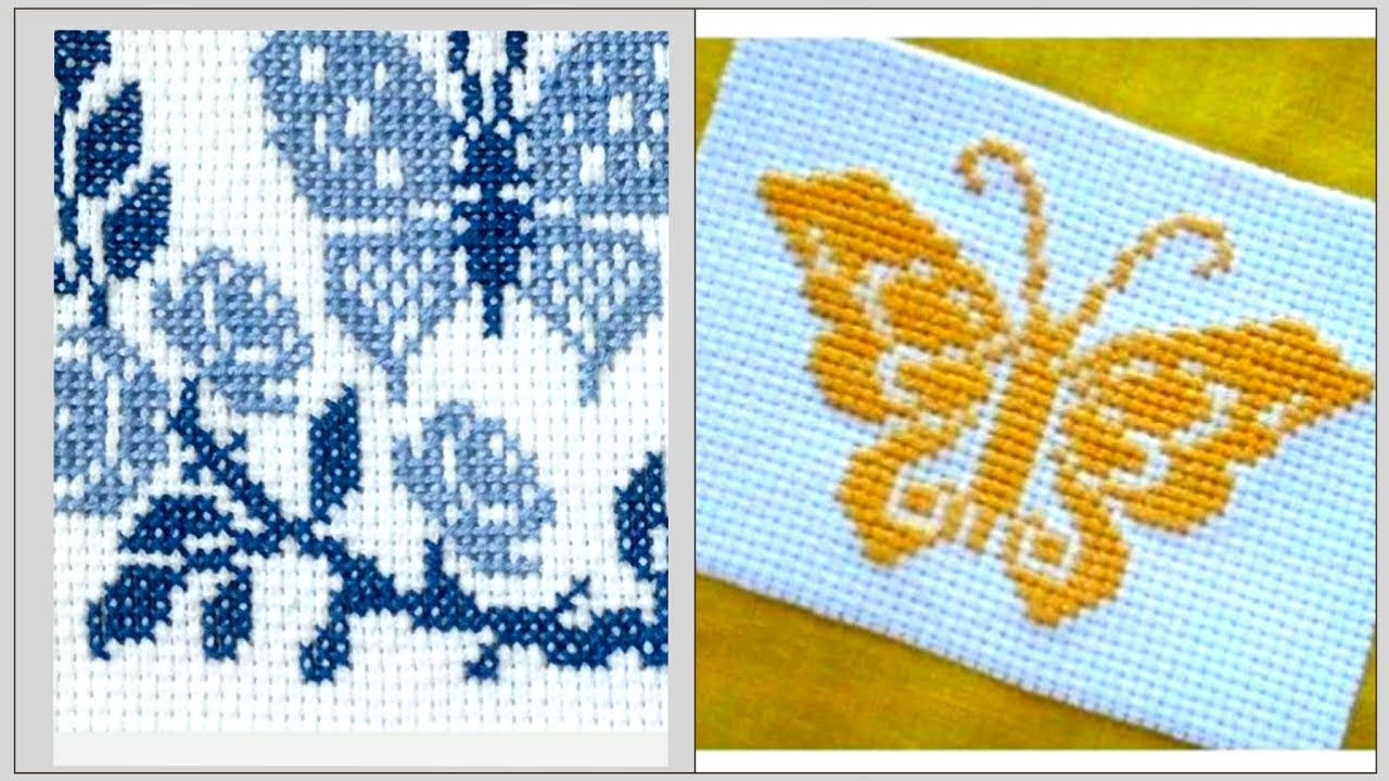 Increíbles diseños de bordados a mano con puntos de cruz de mariposas, ideas coloridas contables