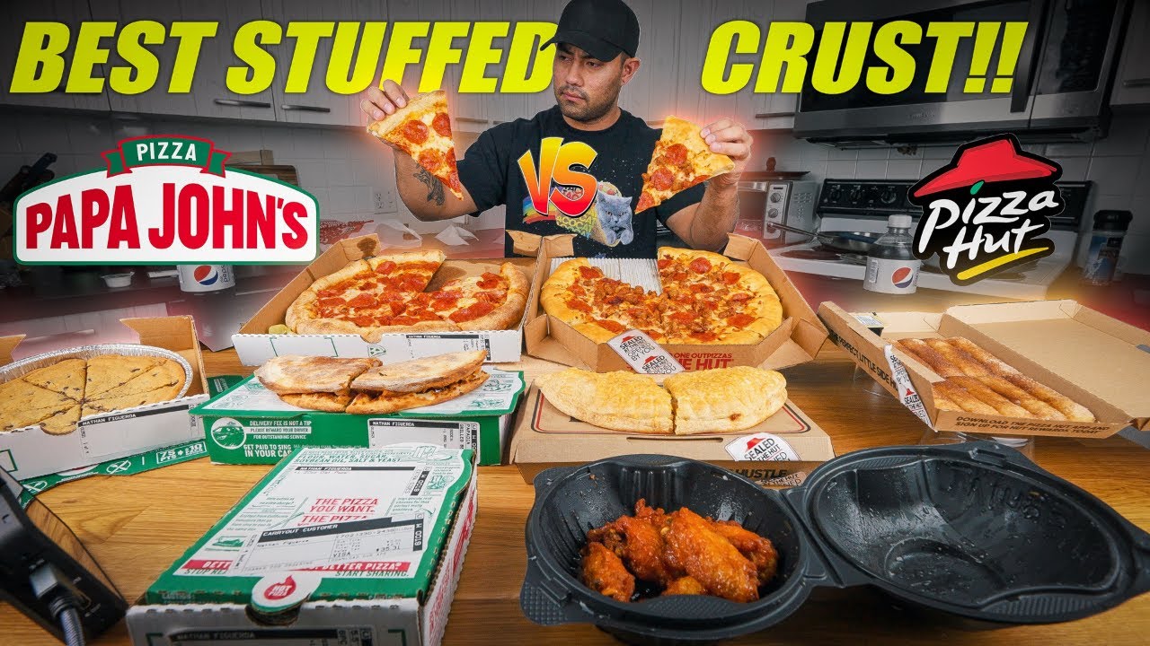 PAPA JOHN'S VS PIZZA HUT | STUFFED CRUST PIZZA BATTLE | WHICH ONE WINS?