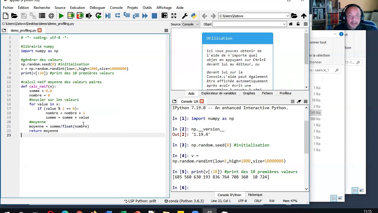 Programmation Python - Le profiler de Spyder