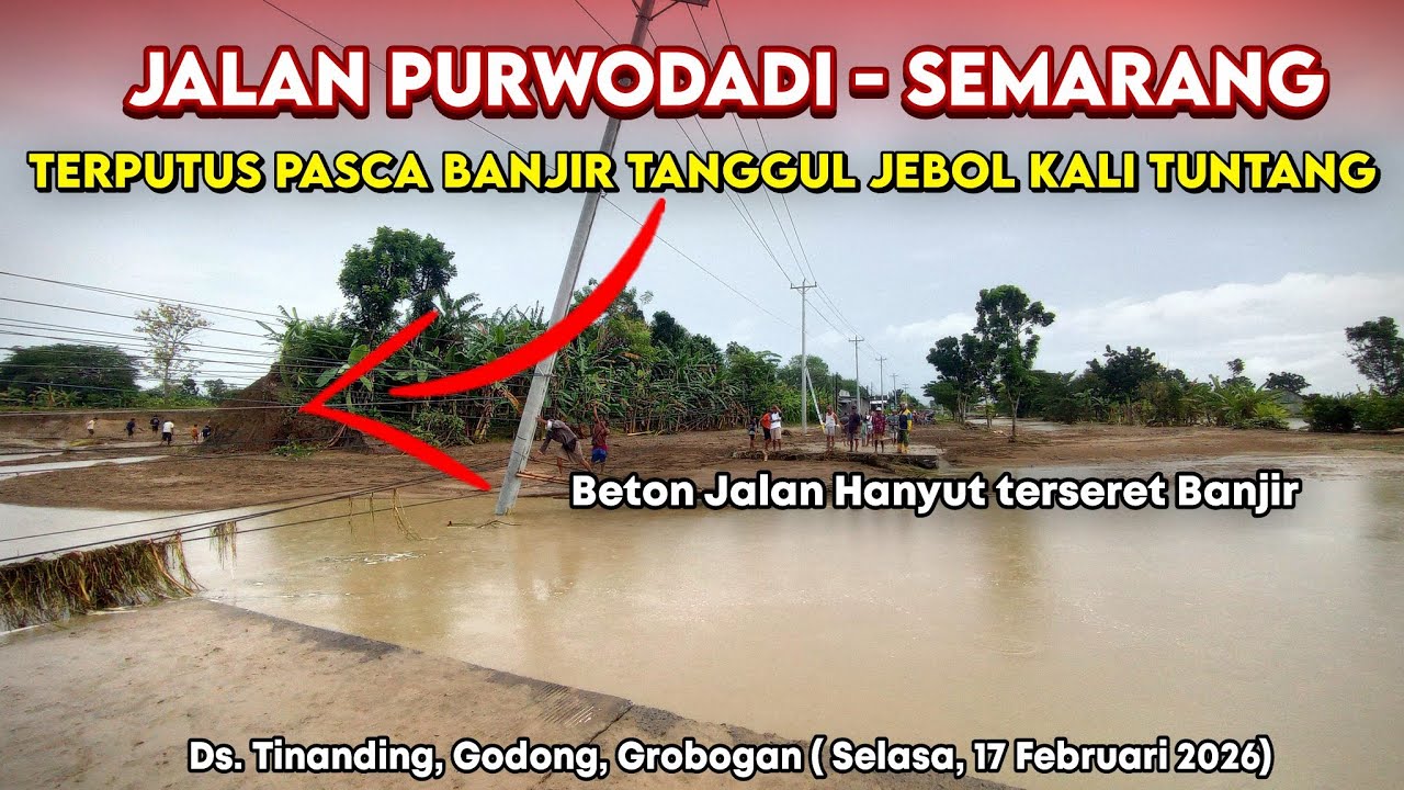 Kondisi Jalan Purwodadi - Semarang Pasca Banjir Tanggul Jebol Kali Tuntang ( Tinanding, Godong)