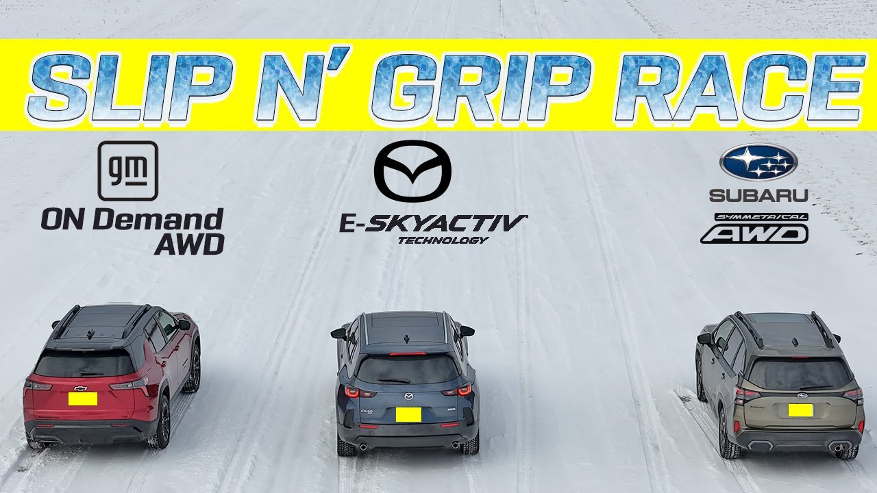 AWD Battle! Forester Symmetrical AWD vs CX-50 E-Skyactiv vs Equinox RS AWD. Slip N' Grip