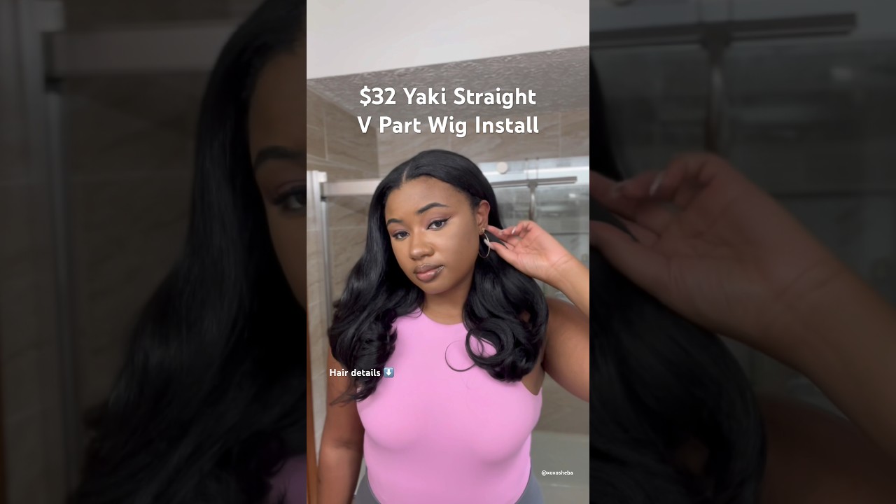 $32 Yaki Straight V Part Wig Install | Sensationnel V Part 3 #hairextensions #hairstyle #wigs #wig