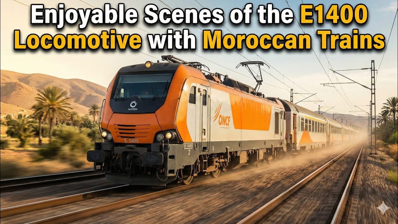 مشاهد ممتعة للقاطرة E1400 مع القطارات المغربية 🚆