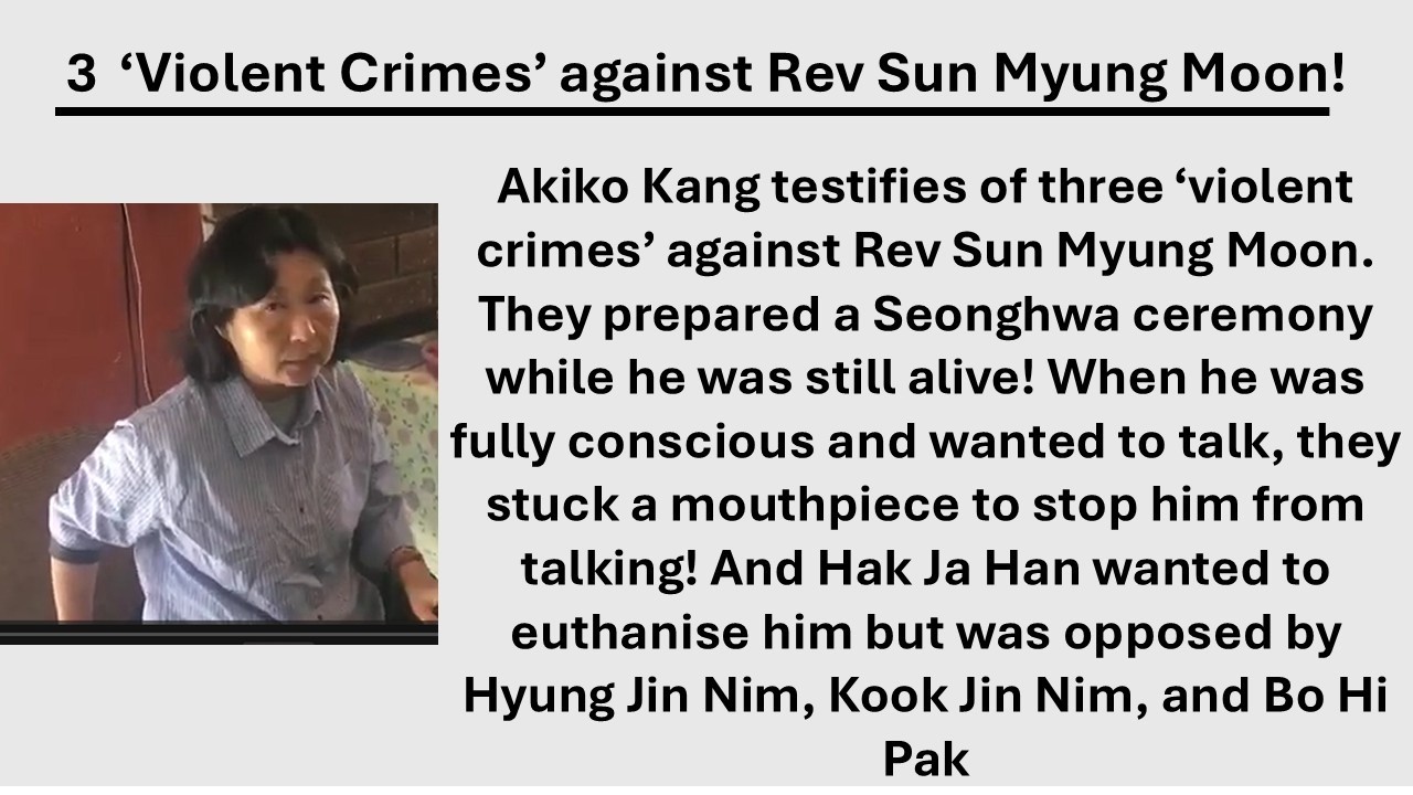 Three Violent crimes against Rev Sun Myung Moon