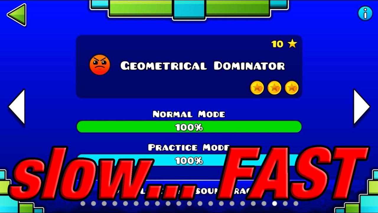 Geometrical Dominator - Slow... and FAST! [All Coins] - Geometry Dash 2.0