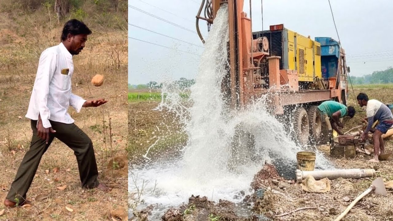 Borewell Drilling - 5 Hp Motor 200 Feet Deep boring With Coconut water checking Method | Borewells