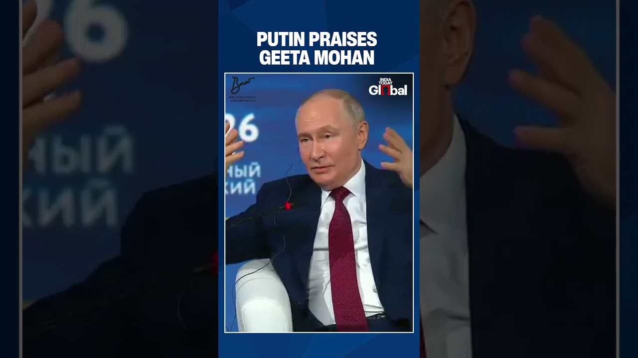 Путин благодарит модератора Гиту Мохан и называет ее очаровательной в конце панельной дискуссии н...