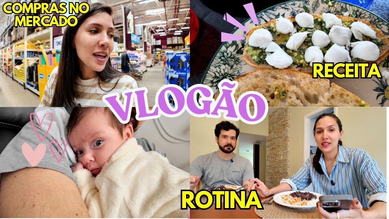 VLOG de ROTINA com um BEBÊ l COMPRAS do MERCADO, CASA, RECEITA