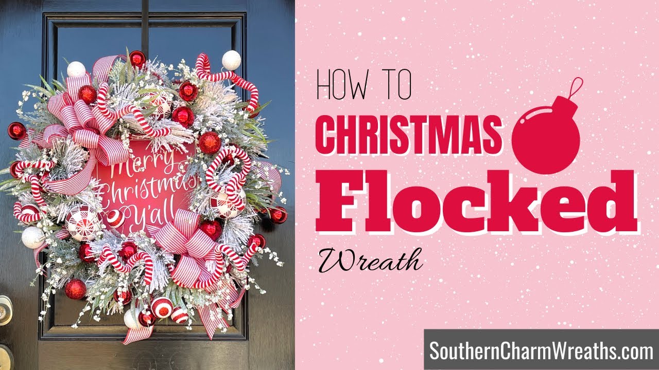 DIY Whimsical Merry Christmas Flocked Wreath | How to Make Christmas Wreath with Ornaments