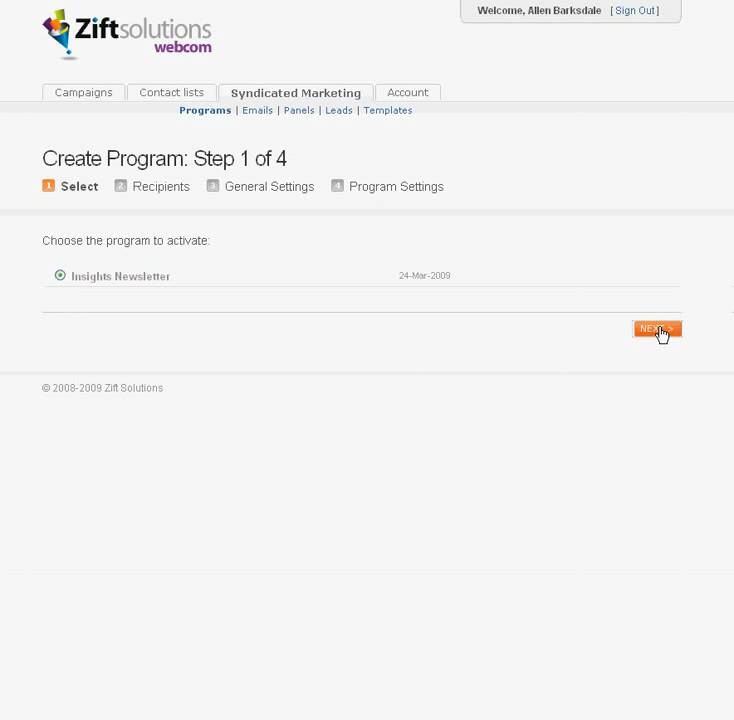 Activate a Newsletter Program in Zift Webcom