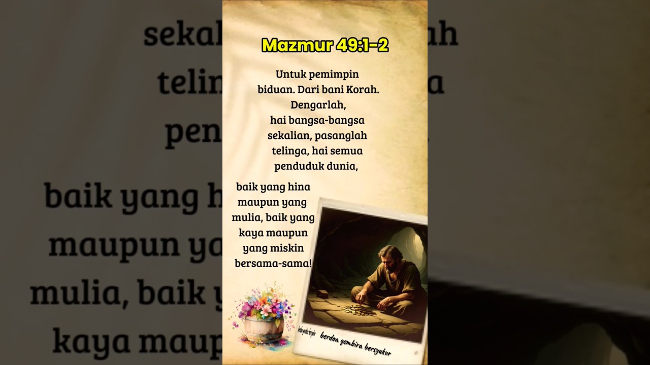 🔥Dengarkan, Semua Penghuni Bumi! ‼️Renungan Mazmur 49:1-2
