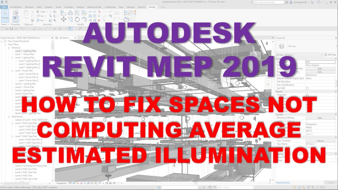 REVIT MEP 2019: HOW TO FIX SPACES NOT COMPUTING AVERAGE ESTIMATED ILLUMINATION