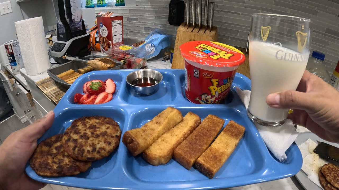 POV 4k Recreating 1990s School Cafeteria French Toast Breakfast