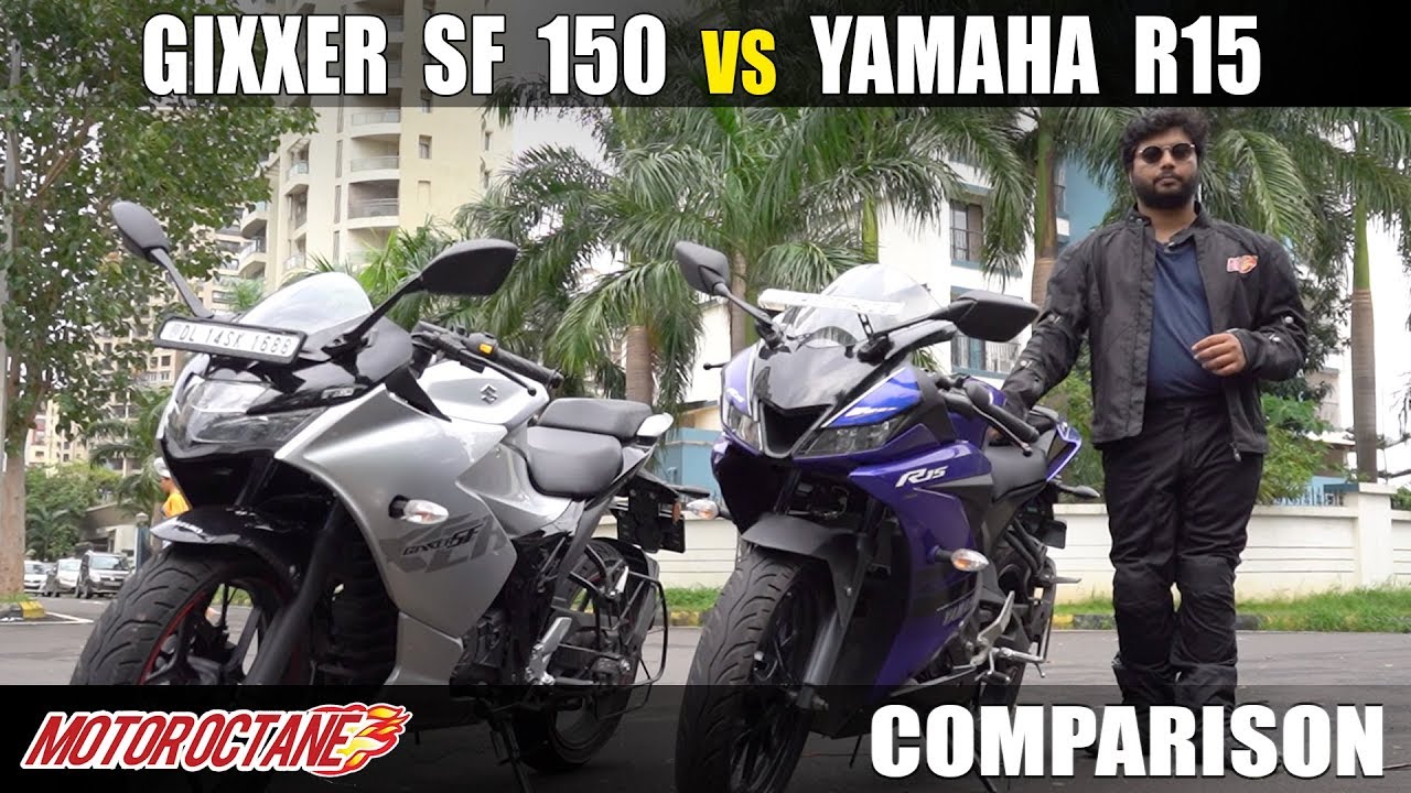Yamaha R15 V3 Vs Suzuki Gixxer SF Comparison | Hindi | MotorOctane