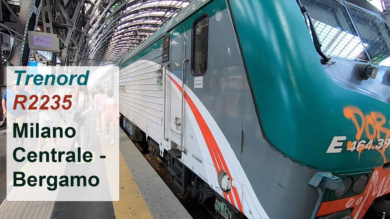Trenord local train from Milano Centrale to Bergamo.