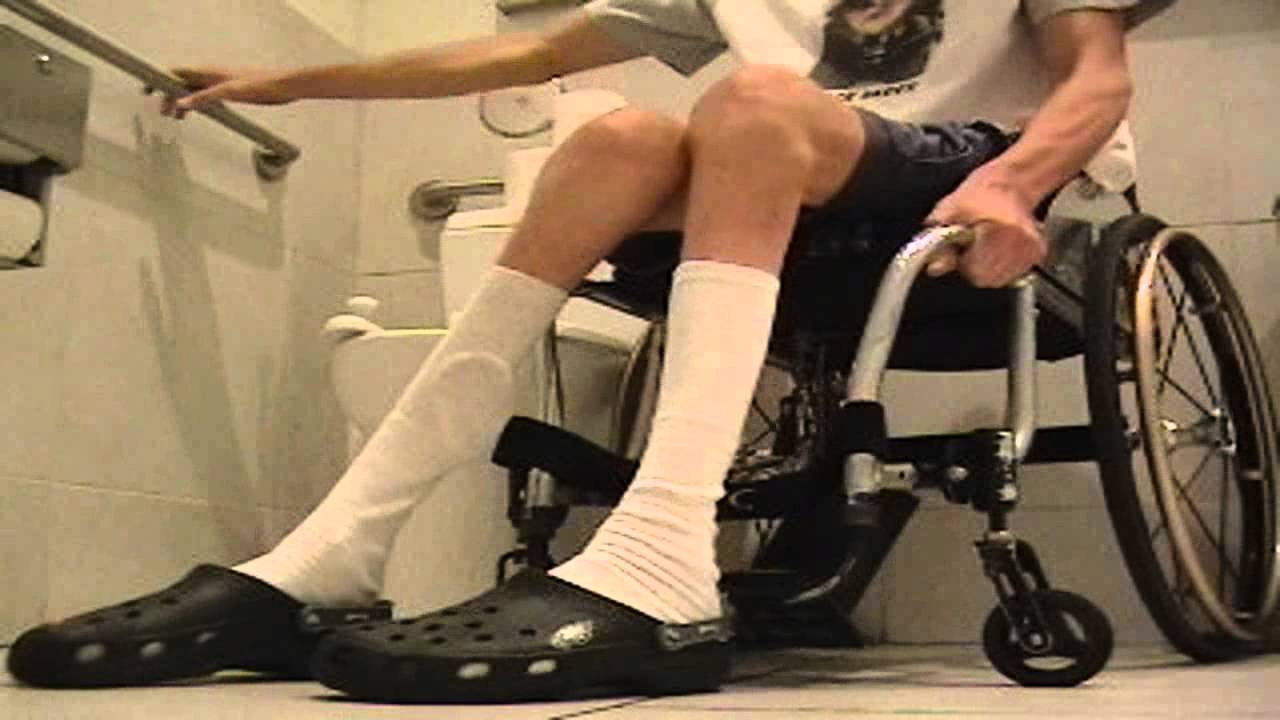 Wheelchair style - using wheelchair accessible Restroom at ice cream parlor - L1 injury 8-7-11