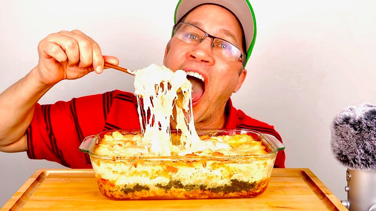 ASMR • Creamy • Seafood  • Alfredo • Lasagna • Mukbang 먹방 |  Cook & Eat !