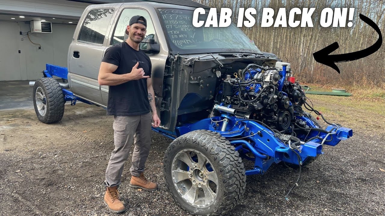 BUILDING A LBZ DURAMAX SEMA TRUCK IN MY GARAGE | PT 13 | CAB INSTALL