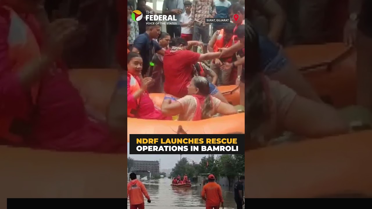 Surat NDRF rescues residents in flood-hit Surat | #shorts