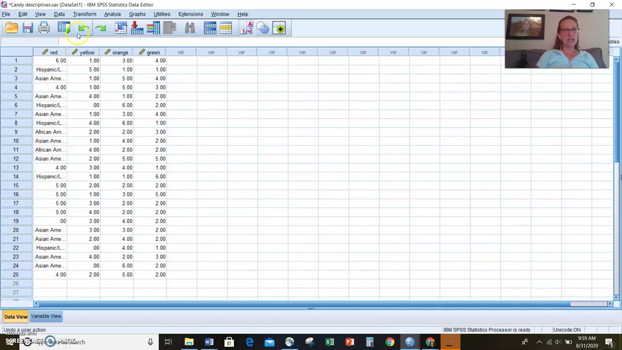 SPSS  Creating a dataset